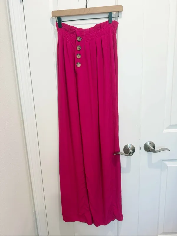 HOUSE OF HARLOW 1960 x REVOLVE Danira Pant in Fuchsia Pink Button Front Wide Leg - Image 4