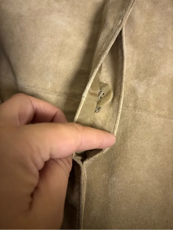 Valerie Stevens Silky Suede 100% Leather Jacket Small Tan Minimalist Blazer Coat - Image 6