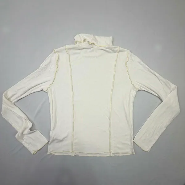 Wild Fable Women's White Ribbed Exposed Seam Turtleneck Long Sleeve Top - Image 2