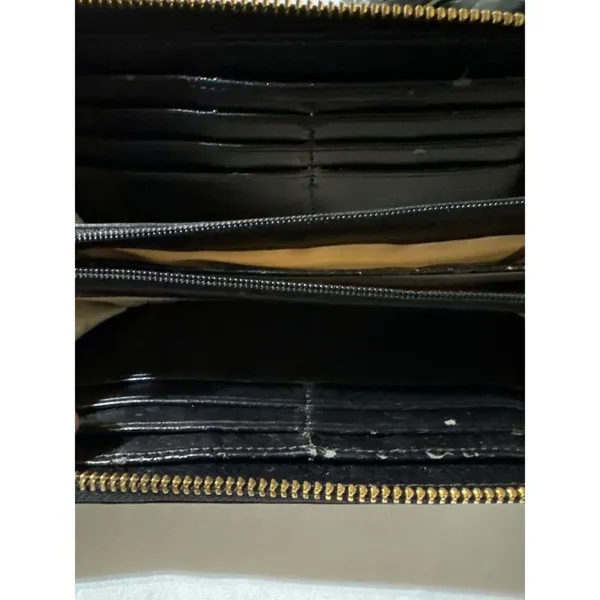 Kate Spade New York Black Cream Stripe Zip Around Wallet Organizer Continental - Image 3