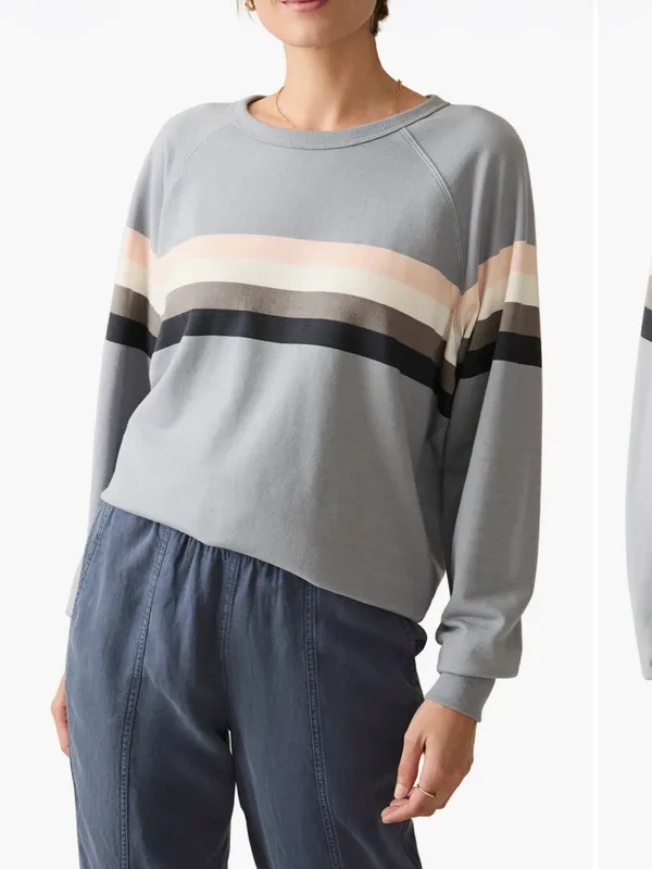 Faherty Chest Stripe Pima Sweatshirt Sz M - Image 2