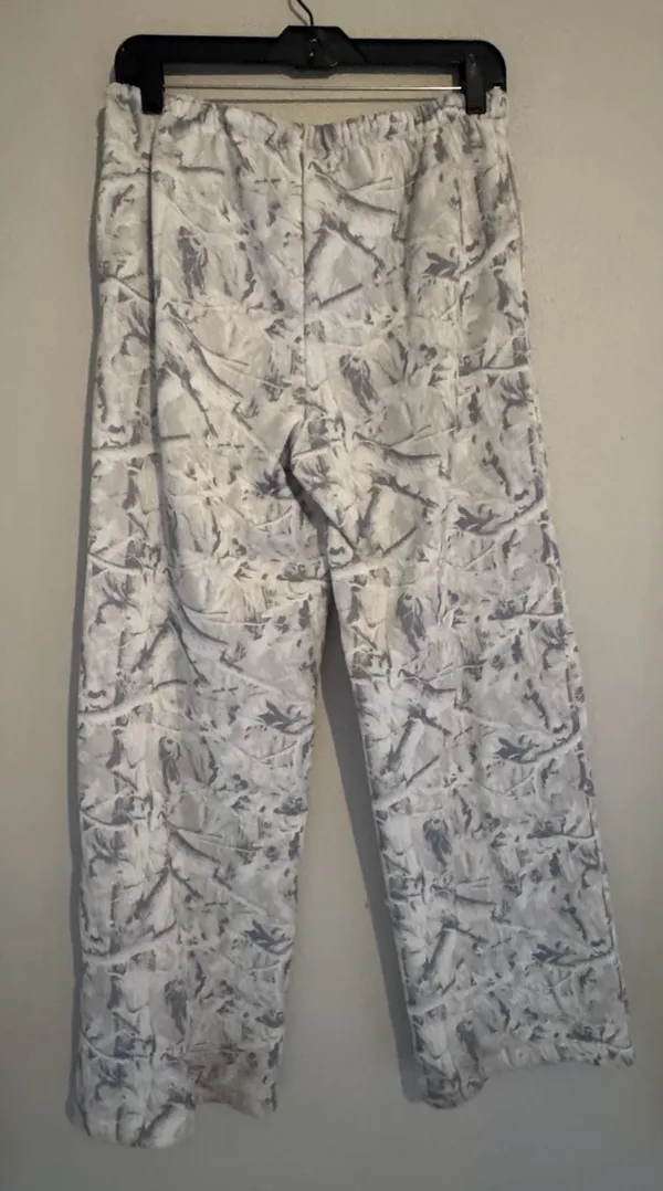 SWS Athletics White and Grey Branch Print Fleece Jogger Sweatpants Size M - Image 4