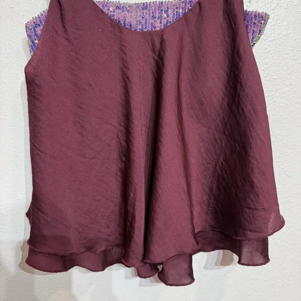 Free People Purple Sequin Turn It On Satin Cami Sz S - Image 4
