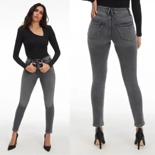 GOOD AMERICAN Good Legs Stovepipe Cigarette Denim Jeans in Black214 Size 2 - Image 2