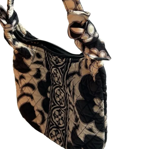 Vera Bradley Night & Day Floral Shoulder Bag Black White‎ Casual Purse - Image 3