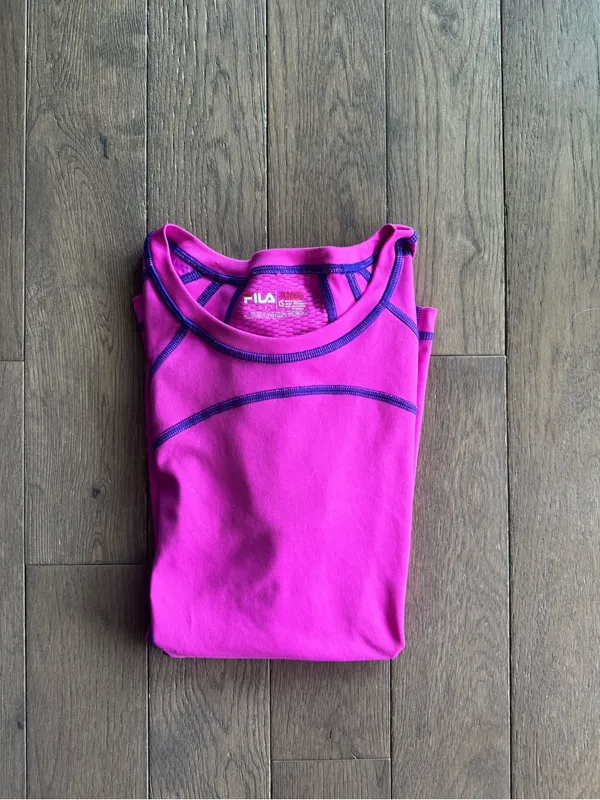 FILA Women's Short-Sleeve Performance Tee in Fuchsia with Purple Contrast - Image 7