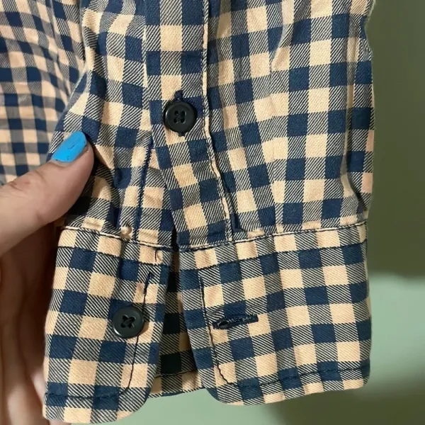 Pendleton Womens Gingham Plaid Button Down Shirt Navy Pink‎ Long Sleeve size M - Image 6