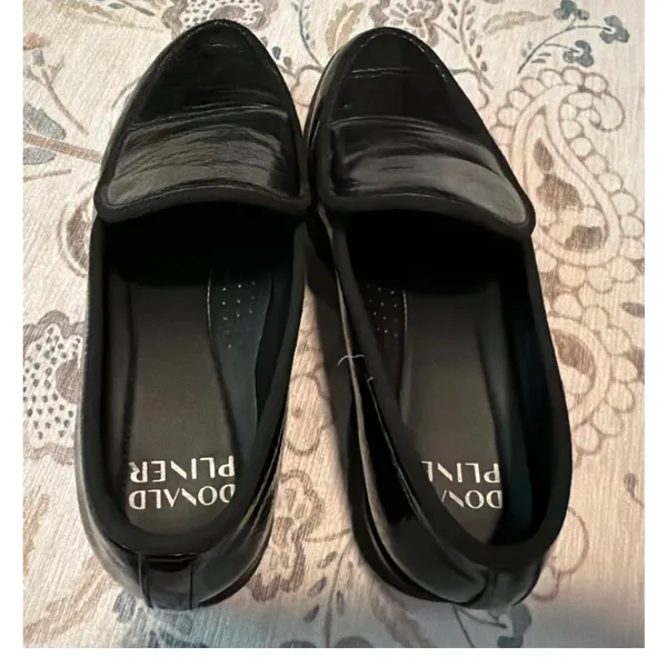 Donald Pliner Eclipse Black Crinkle Patent Platform Loafers 7 - Image 5