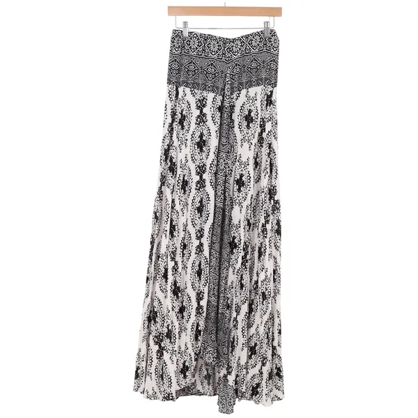 Free People Maxi Strapless Dress Women's M Bohemian Black White Mandala Smocked - Image 4