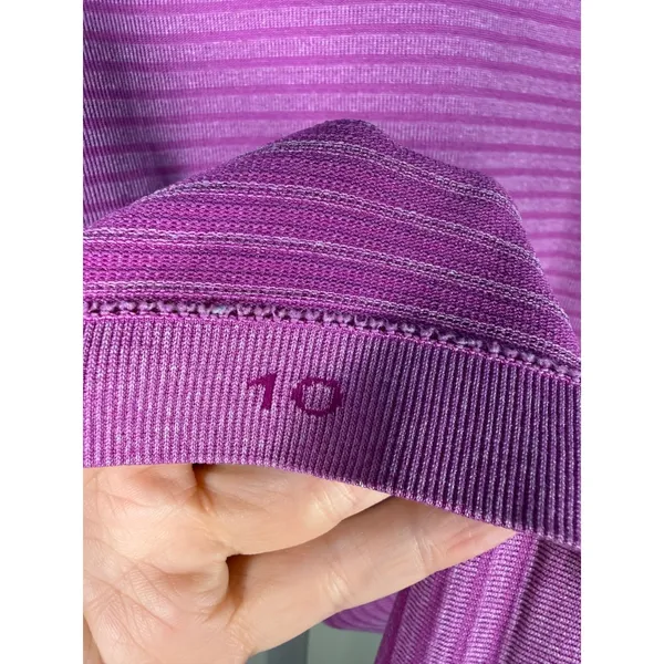 Lululemon Swiftly Tech Long Sleeve Crew‎ Ultra Violet Purple Stripe Size 10 - Image 7