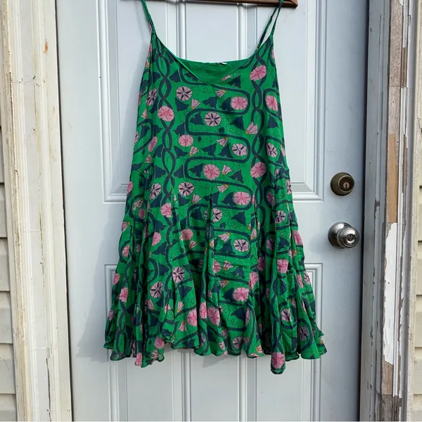 RHODE Casey Green and Pink Floral Dress - Image 2