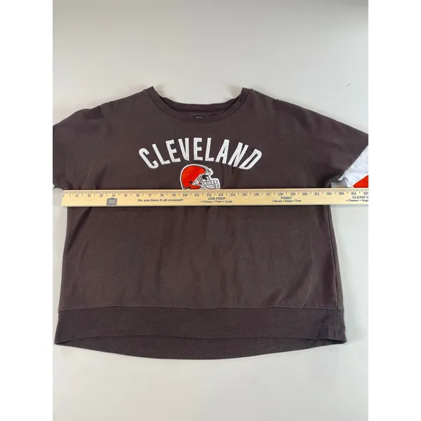 NFL Team Apparel Cropped Crewneck Fleece Sweatshirt M Charcoal Gray Cotton - Image 5