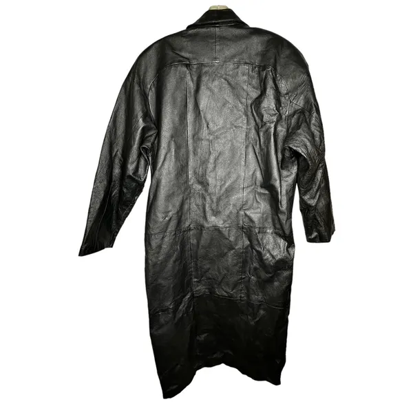 Vintage Margo's‎ Black Leather Trench Coat - Image 5