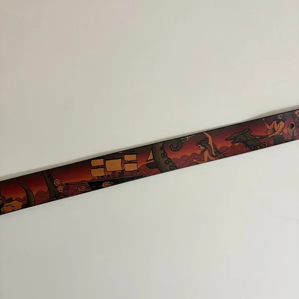 Unisex JON WYE Leather Paisley Belt Western Retro Made in USA Men Women 46.5" - Image 7