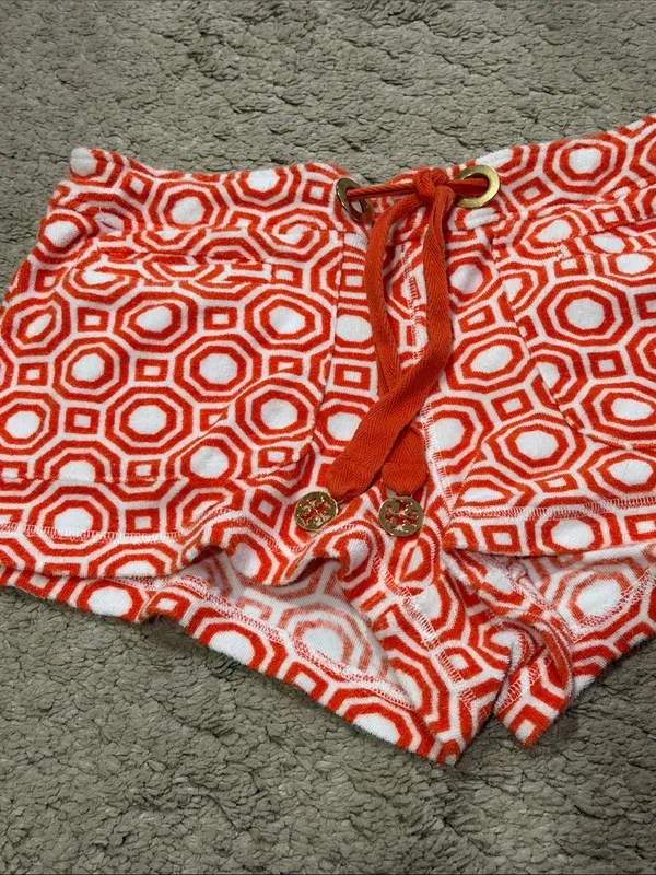 Tory Burch "Octagon" geometric print terrycloth shorts size S EUC - Image 3