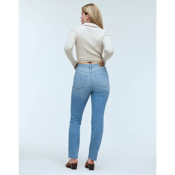 Madewell Curvy Perfect Vintage Jean Women 28‎ Light Wash Distressed Raw Hem - Image 2