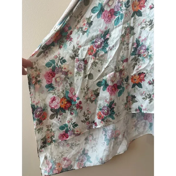 AMUR Eleanor Asymmetric Floral‎ Silk Blend Midi Dress Ivory Size S - Image 9