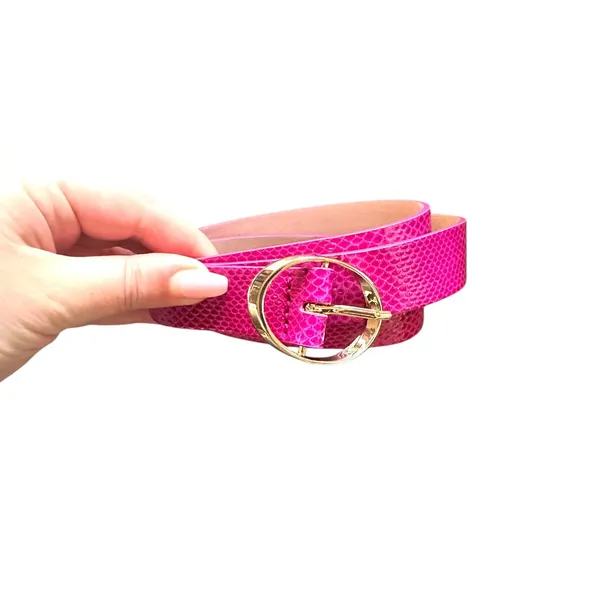 &‎ OTHER STORIES Snake Print Leather Belt Pink NWOT Small - Image 2