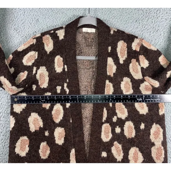 Mystree Leopard Print‎ Long Cardigan Swater Women Small Open Front Metallic - Image 4