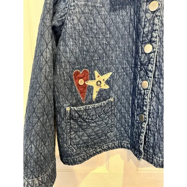 Don't Mess With Texas Quilted Denim Barn‎ Jacket XL Blue Patchwork Corduroy XL - Image 2