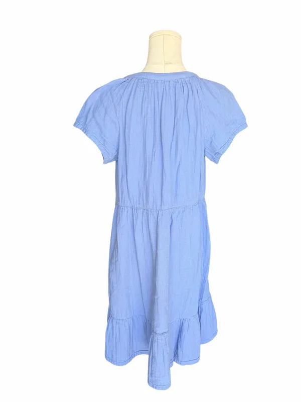 Pact - Coastal Double Gauze Throw-and-Go Dress Blue Organic Cotton Sz M - Image 4