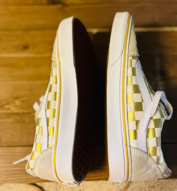 Vans Old School Gold Checkered Size 7 - Image 3