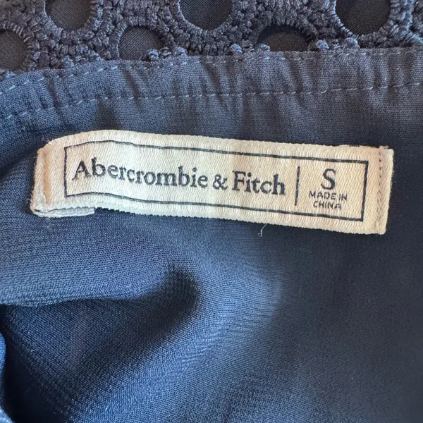 Abercrombie and Fitch Navy Blue Eyelet Criss Cross Back Mini Dress Size Small - Image 8