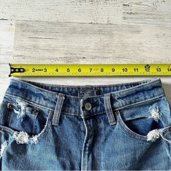 Abercrombie & Fitch Mom High Rise Jeans Denim Medium Wash Distressed Curve 25/0R - Image 11