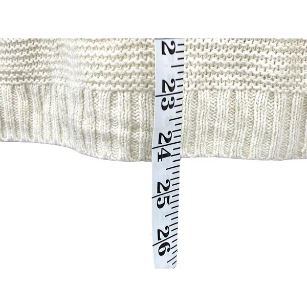 New‎ York & Company Open-Knit Shimmery Cowl Neck Sweater Large Cream Gold Top - Image 8