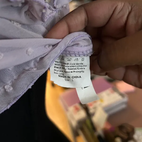Sexy Sheer Adorable Coquette Costume Layering Textured Lavender Babydoll Cropped - Image 3