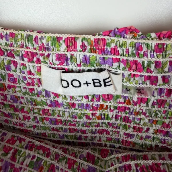 DO+BE Floral Smocked Puff Sleeve Mini Dress Medium Colorful Preppy‎ Bloomcore - Image 5