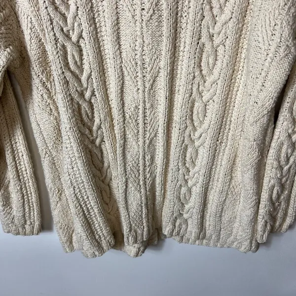 Lauren Ralph Lauren Cardigan Sweater Cable Knit Fisherman pockets women's medium - Image 10