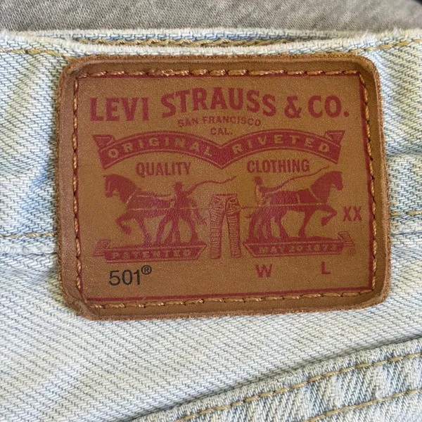 Levis 501 Original Light Denim Cut Off‎ Short High Rise Button Fly Momcore 27 - Image 4