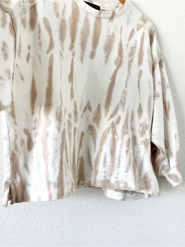 Banana Republic Tie Dye Tan Cream Boxy Fit Puff Sleeve Sweatshirt - Image 5