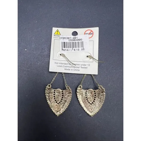 New! Gold Tone Chandelier Fan Shape Cream Soft Yellow Rhinestone Drop Earrings - Image 2