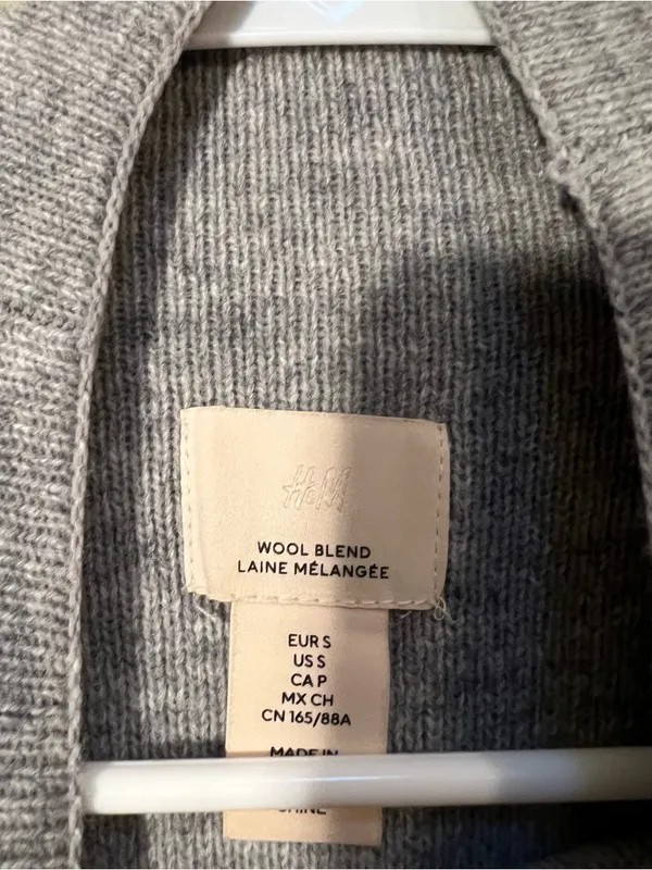 H&M Women's Sz Small Gray Melange Wool-Blend Mock-Turtleneck Sweater Wide Sleeve - Image 10
