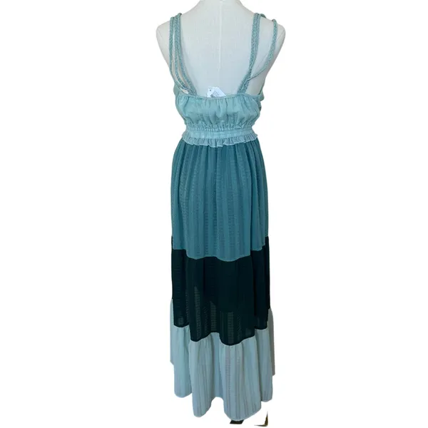 Slate & Willow Green Tiered Ruffle Maxi Dress MEDIUM Cottage Sundress Party $150 - Image 10