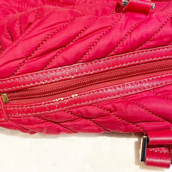 Tory Burch Red‎ Quilted Nylon Slouchy Satchel Shoulder Handbag Purse - Image 7