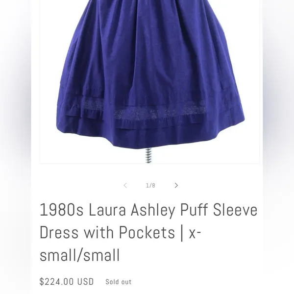LAURA ASHLEY Vintage 80’s Purple Blue Puff Sleeve Dress - Image 6
