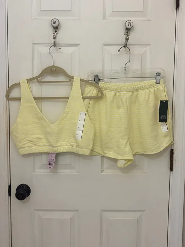 NWT!! Wild Fable Terry Cloth Striped Cropped Bra Top and Short Set - Image 3