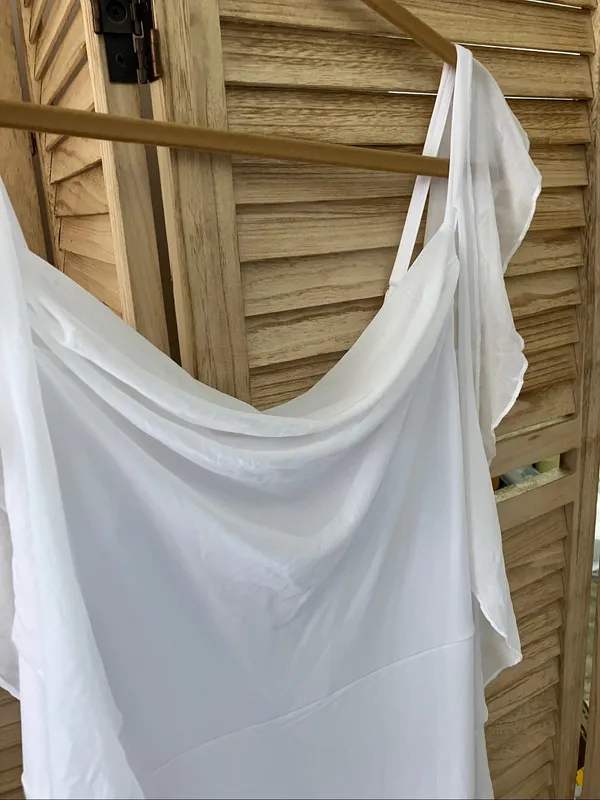 Pretty Garden White Ruffled Sleeveless Maxi Dress Large NWT - Image 7
