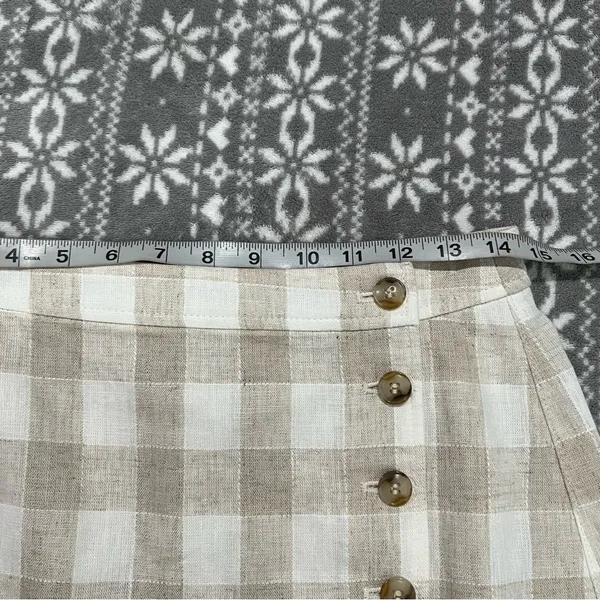 Madewell Linen‎ Blend Tulip Hem Mini Skirt NWT Size 6 Gingham Minimalist Casual - Image 11