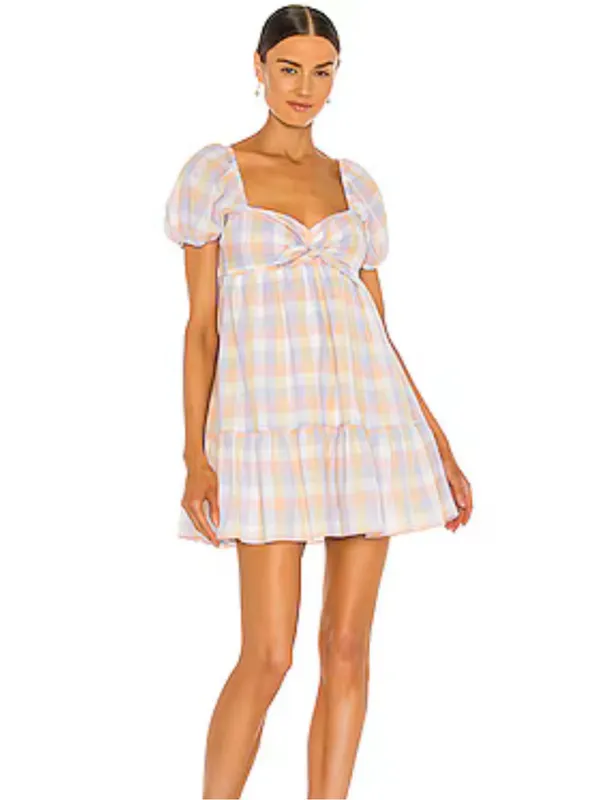 Amanda Uprichard | Goldie Pastel Gingham Mini Dress - Image 6