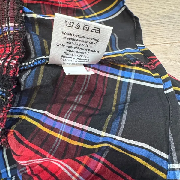 Draper James RSVP‎ Womens XXL Red Plaid Smocked Peplum Puff Sleeve Top - Image 6