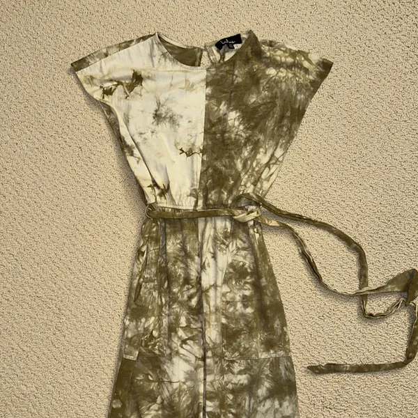 Lulus 100% Cotton Olive Green Tie-Dye Short Sleeve Jumpsuit - Image 8