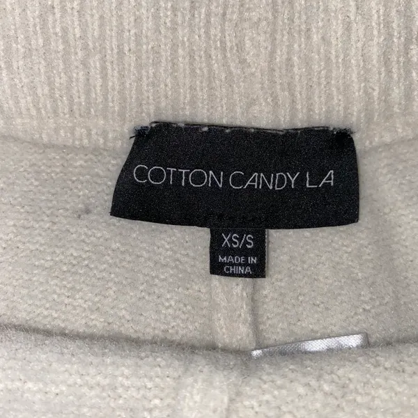 Cotton Candy LA pull on loungewear pants Cream color with grey/black accents - Image 7