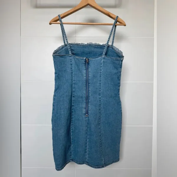 H&M Divided Denim Mini Dress with Spaghetti Straps -‎ Size M - Image 4