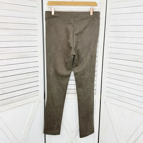 Calvin Klein Faux Suede Skinny‎ Pull On Pants Taupe Tan Small Leggings - Image 3