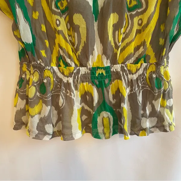 INC International Concepts Tunic Top Mesh Kimono Style Yellow Green Women’s Med - Image 5