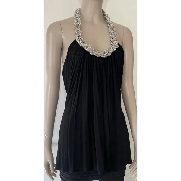 Cable & Gauge Black Braided Chain Halter Top - Image 6
